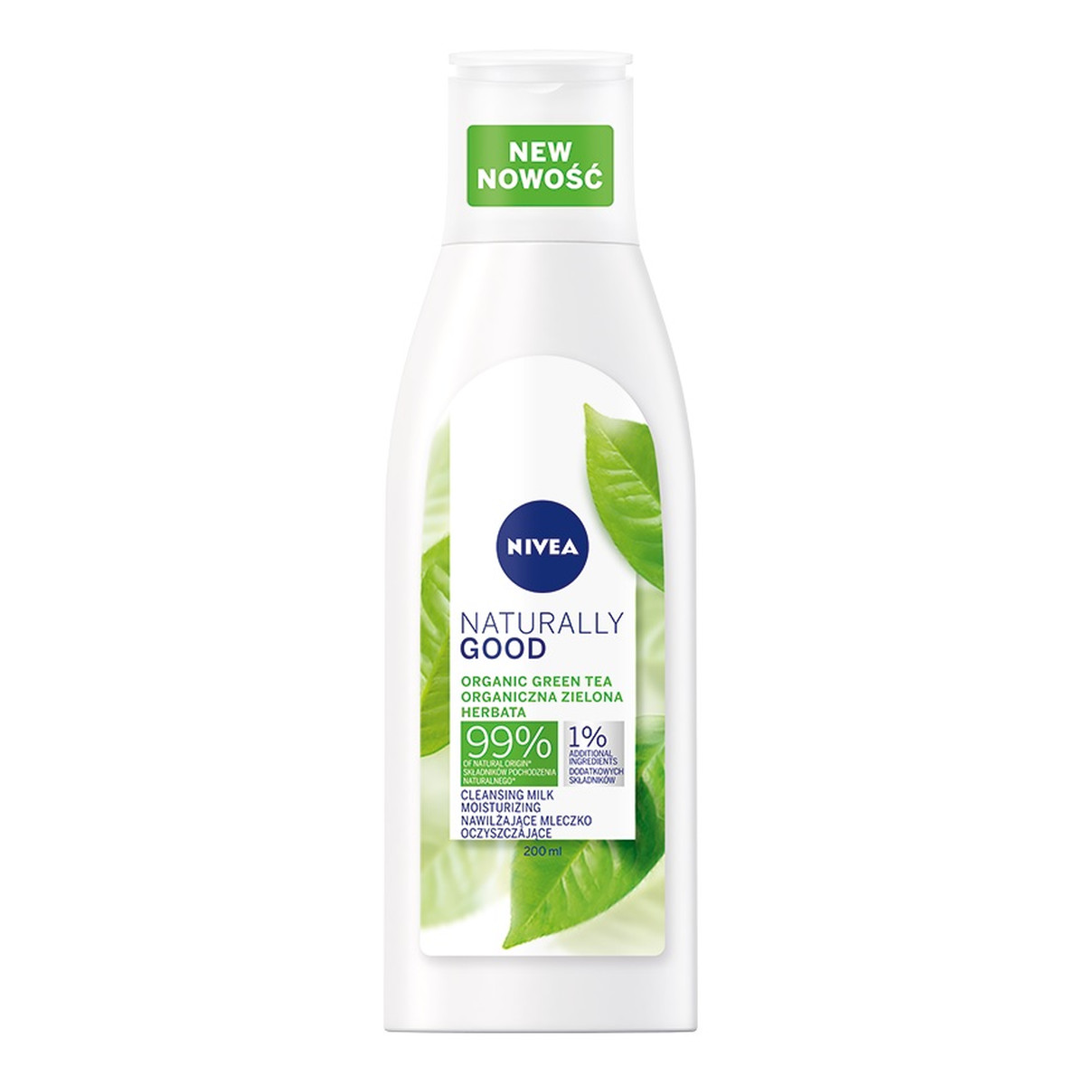 Nivea Naturally Good Nawilżające Mleczko oczyszczające z organiczną zieloną herbatą 200ml