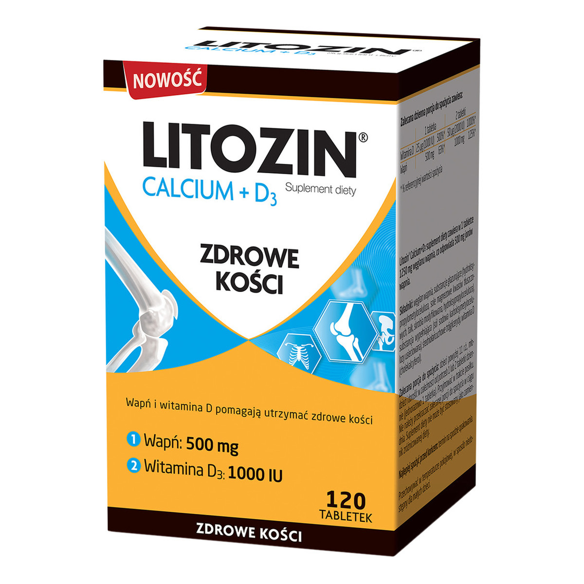 Litozin Calcium + d3 zdrowe kości suplement diety 120 tabletek