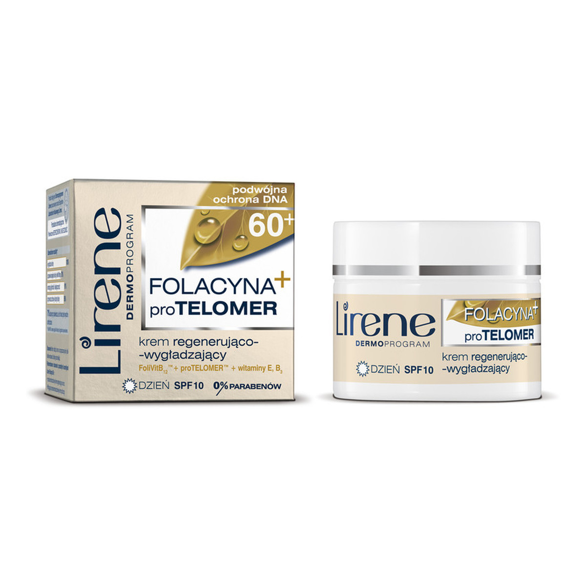 Lirene Folacyna + proTELOMER 60+ Krem Regenerująco Wygładzający Na Dzień SPF10 50ml