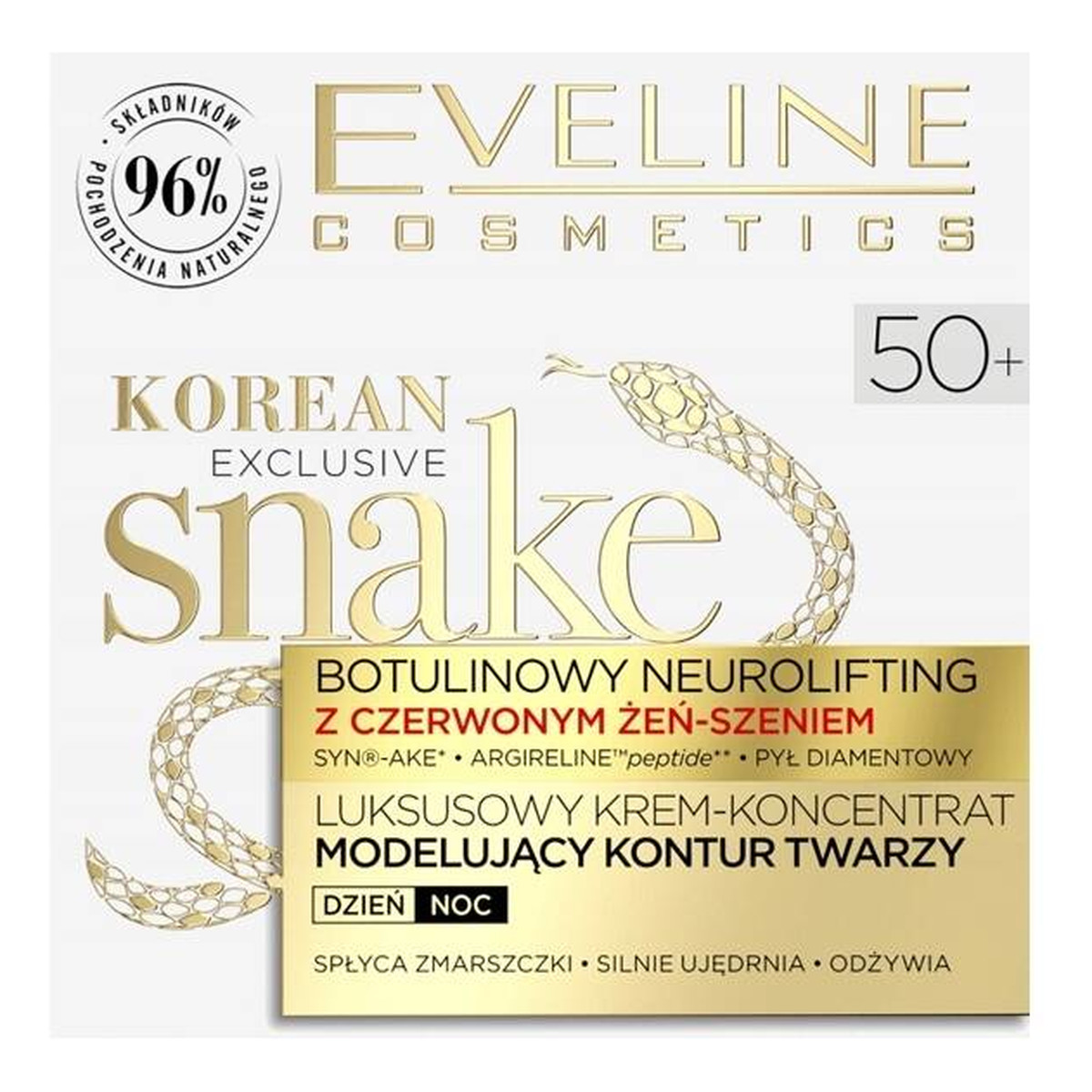 Eveline Korean Exclusive Snake Luksusowy krem-koncentrat modelujący kontur twarzy na dzień i na noc, 50+ 50ml