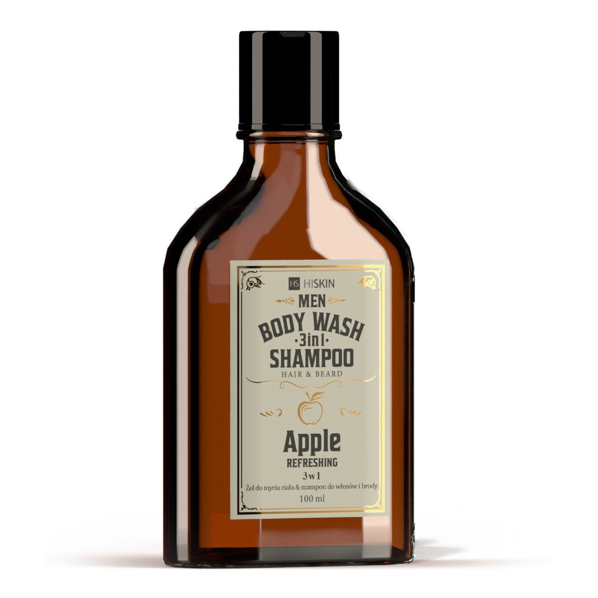 Hiskin Men whisky Żel do mycia ciała i szampon do włosów i brody 3w1-apple(mini) 100ml