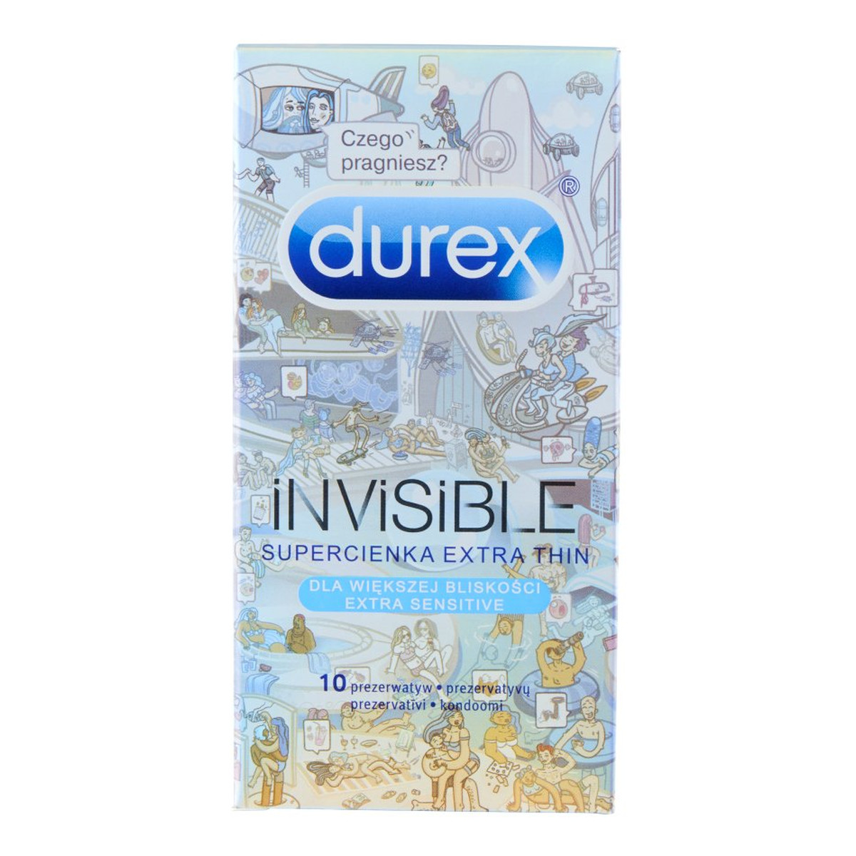 Durex Prezerwatywy invisible supercienka extra thin dla większej bliskości 10 szt extra sensitive emoji