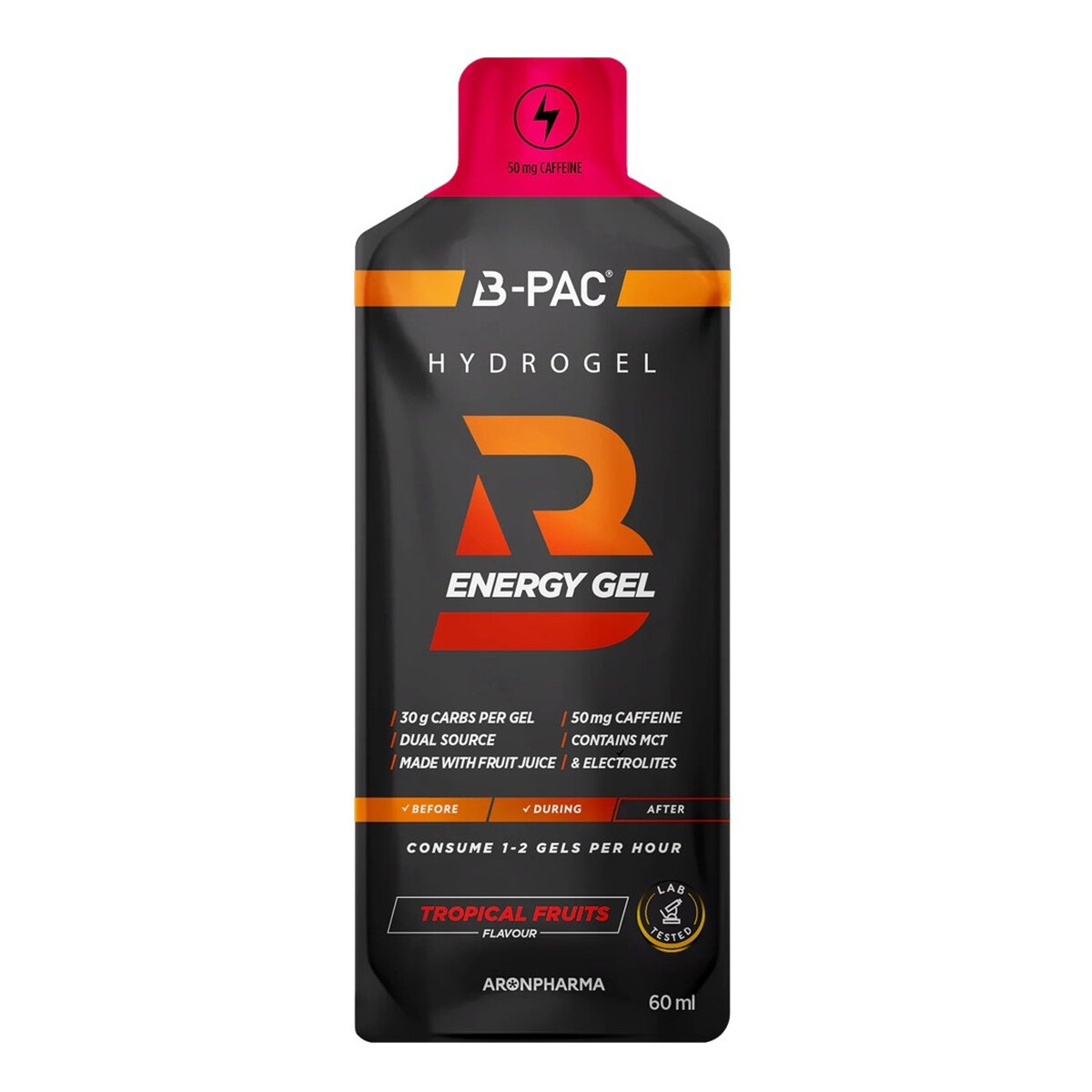 AronPharma B-PAC Energy Gel + Caffeine Żel energetyczny z kofeiną tropical fruits 60ml