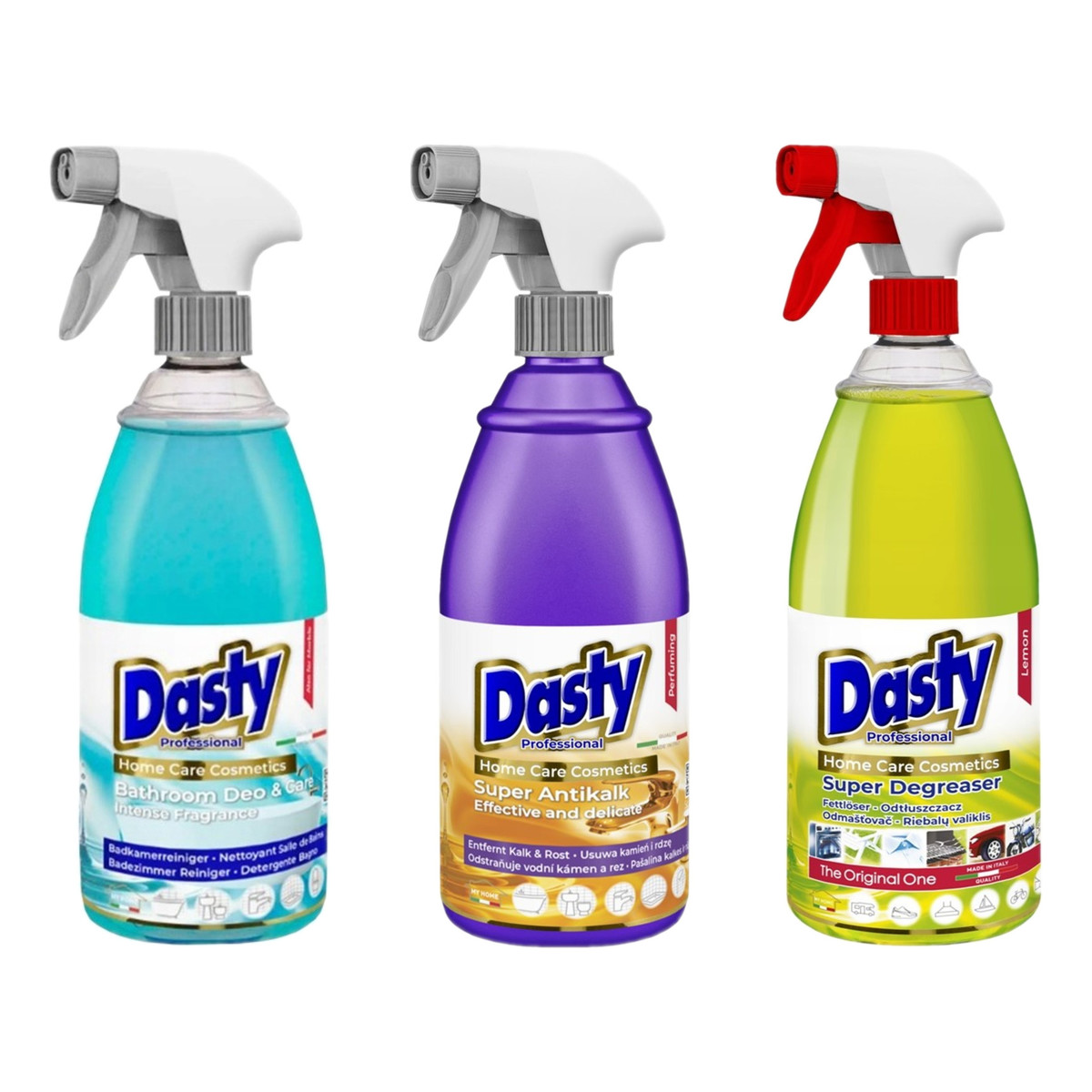 Dasty Bathroom deo care spray do mycia łazienki + Super antikalk odkamieniacz w sprayu + Super degreaser odtłuszczacz 3x700ml