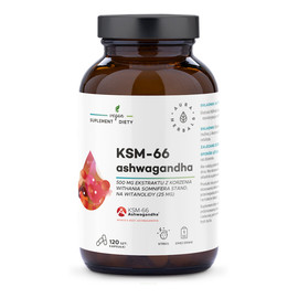 Ashwagandha KSM-66 korzeń suplement diety w kapsułkach