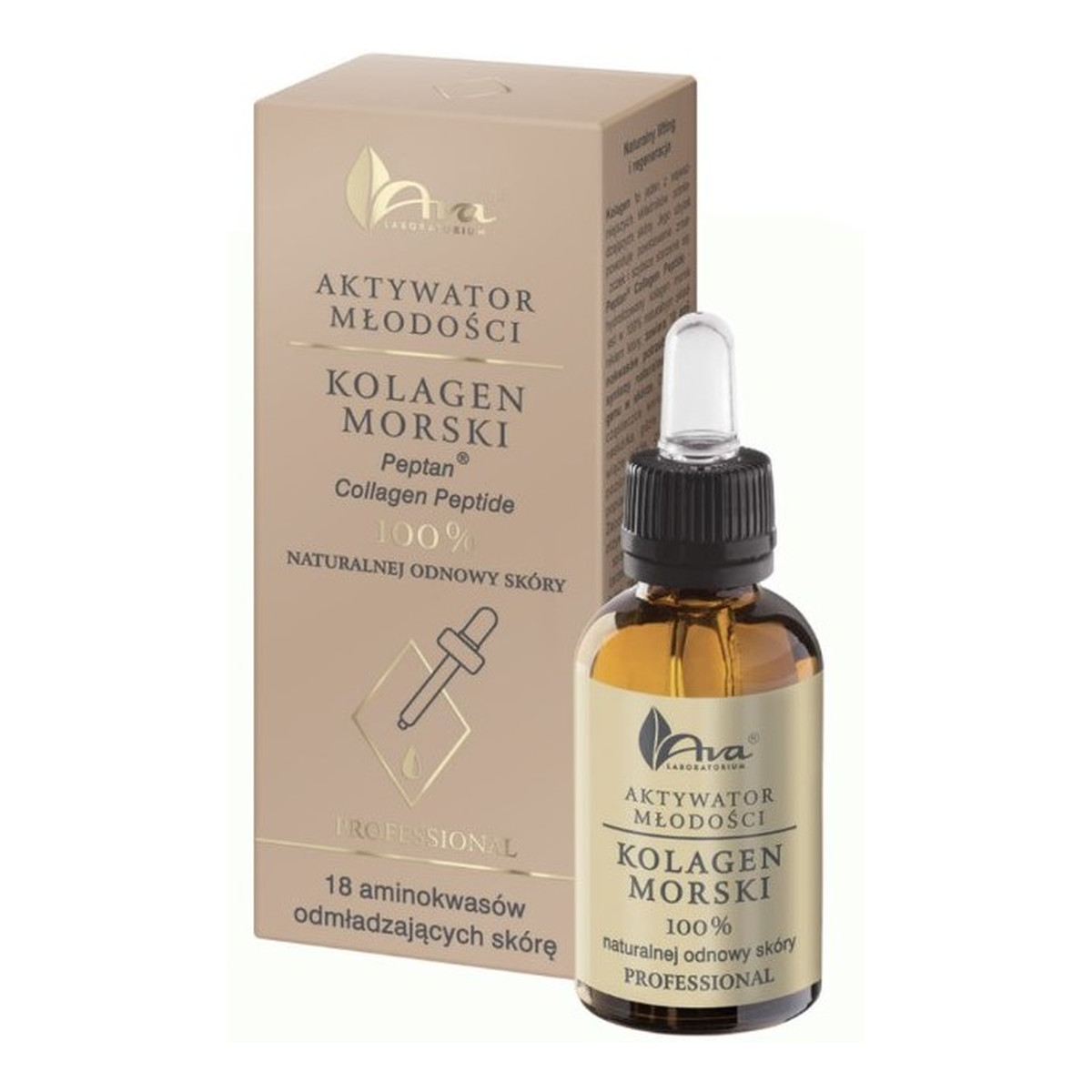 Ava Laboratorium AKTYWATOR MŁODOŚCI KOLAGEN MORSKI Peptan® Collage Peptide 100% naturalnej odnowy skóry 30ml