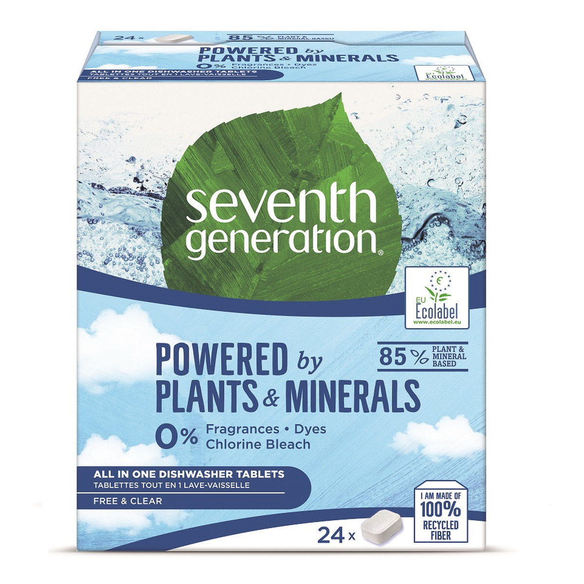 Seventh Generation Powered By Plants All - In - 1 Dishwasher Tablets tabletki do zmywarki Free & Clear 24szt.