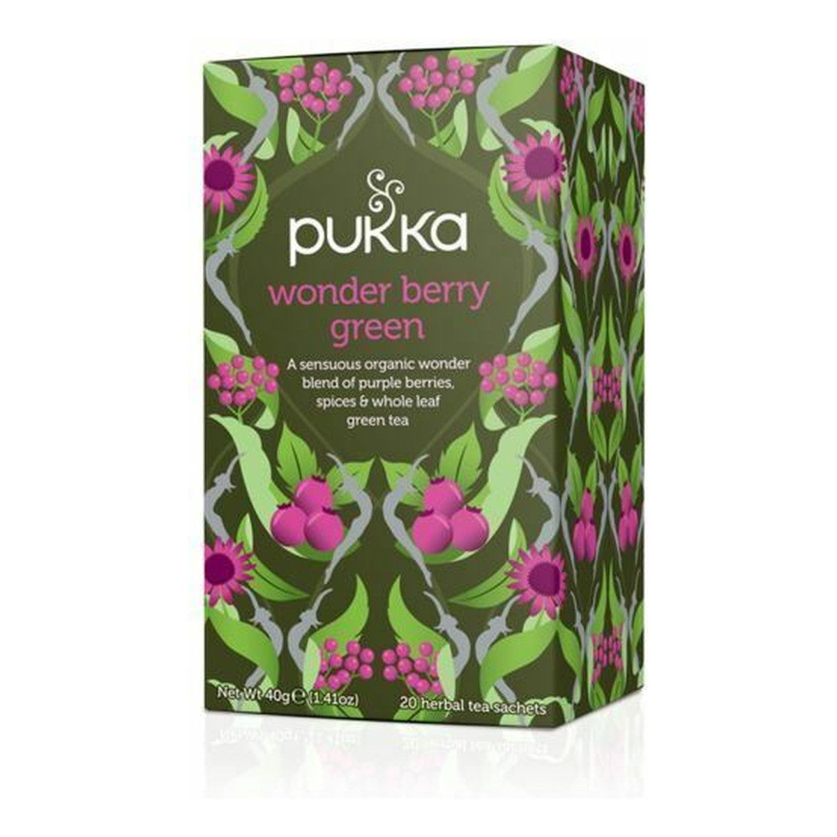 Pukka Wonder Berry Green Herbata ekologiczna Jagody Dzikiego Bzu 20 torebek 30g