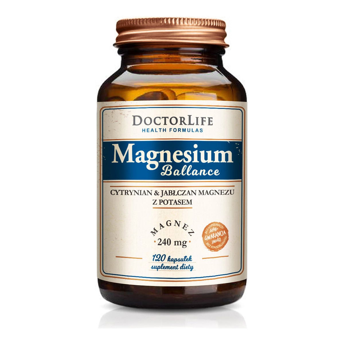 Doctor Life Magnesium ballance cytrynian i jabłczan magnezu magnez 240mg suplement diety 120 kapsułek