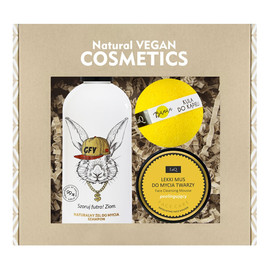 Żel do mycia 300ml + mus do mycia twarzy peelingujący 70g + kula do kąpieli banan 120g