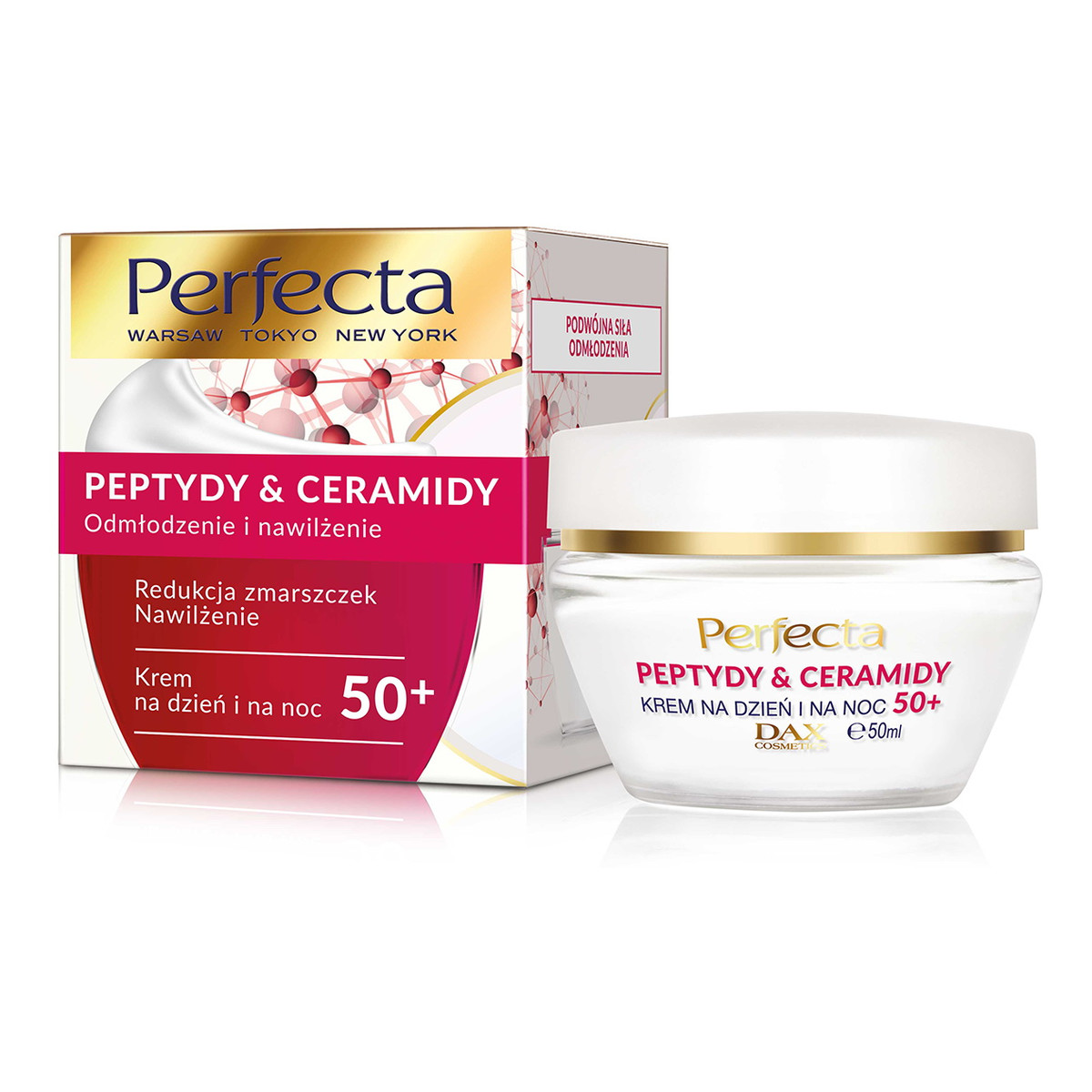 Perfecta Peptydy & Ceramidy 50+ krem do twarzy redukcja zmarszczek i nawilżenie na dzień i na noc 50ml