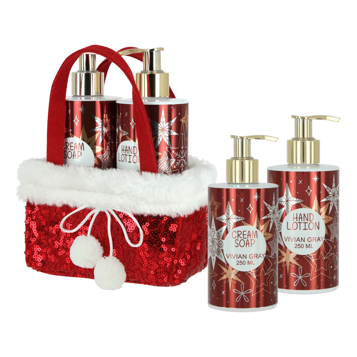 Vivian Gray Red Glitters Zestaw Hand Lotion Balsam do rąk + Cream Soap Mydło w płynie