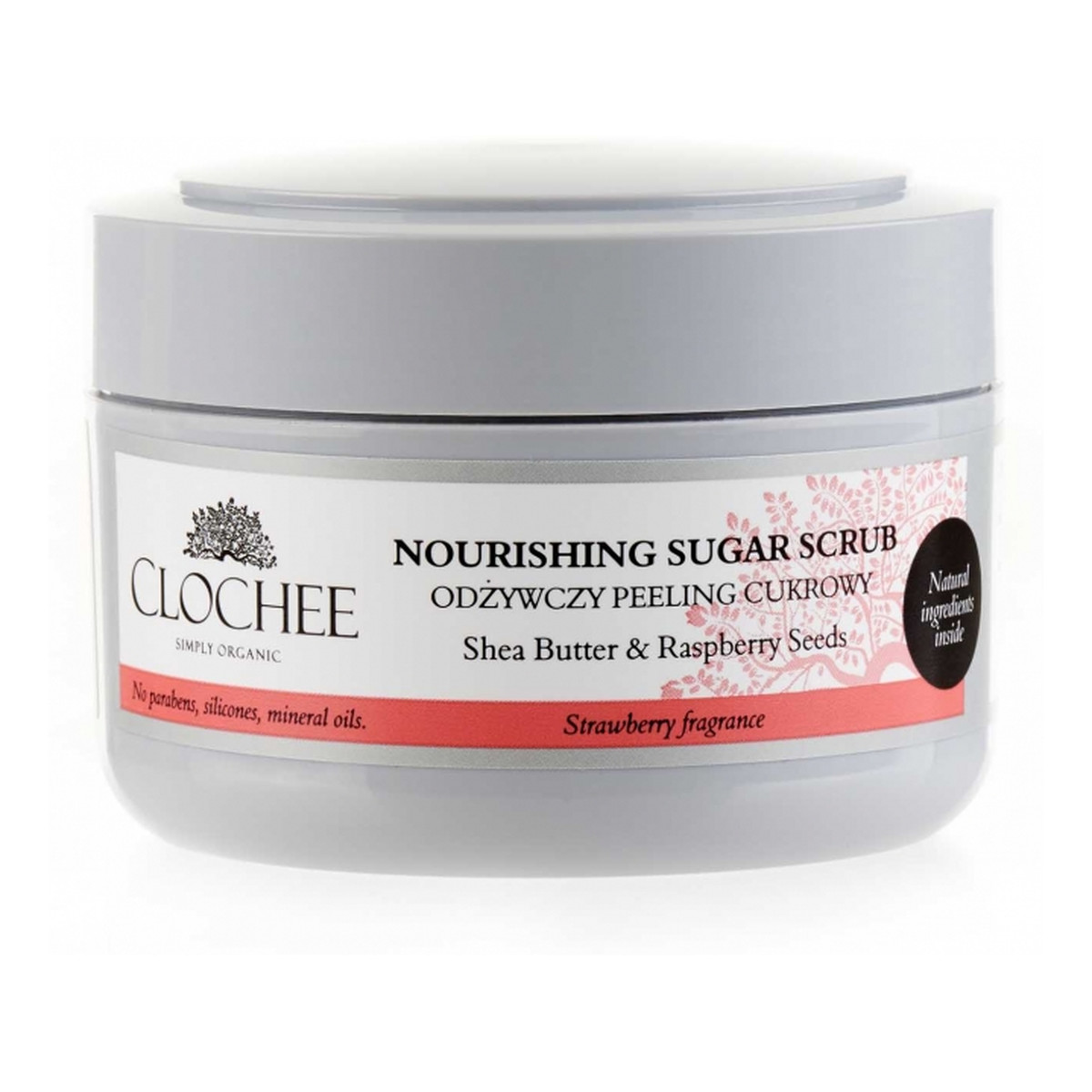 Clochee Odżywczy peeling cukrowy do ciała o zapachu truskawki i masła shea 250ml