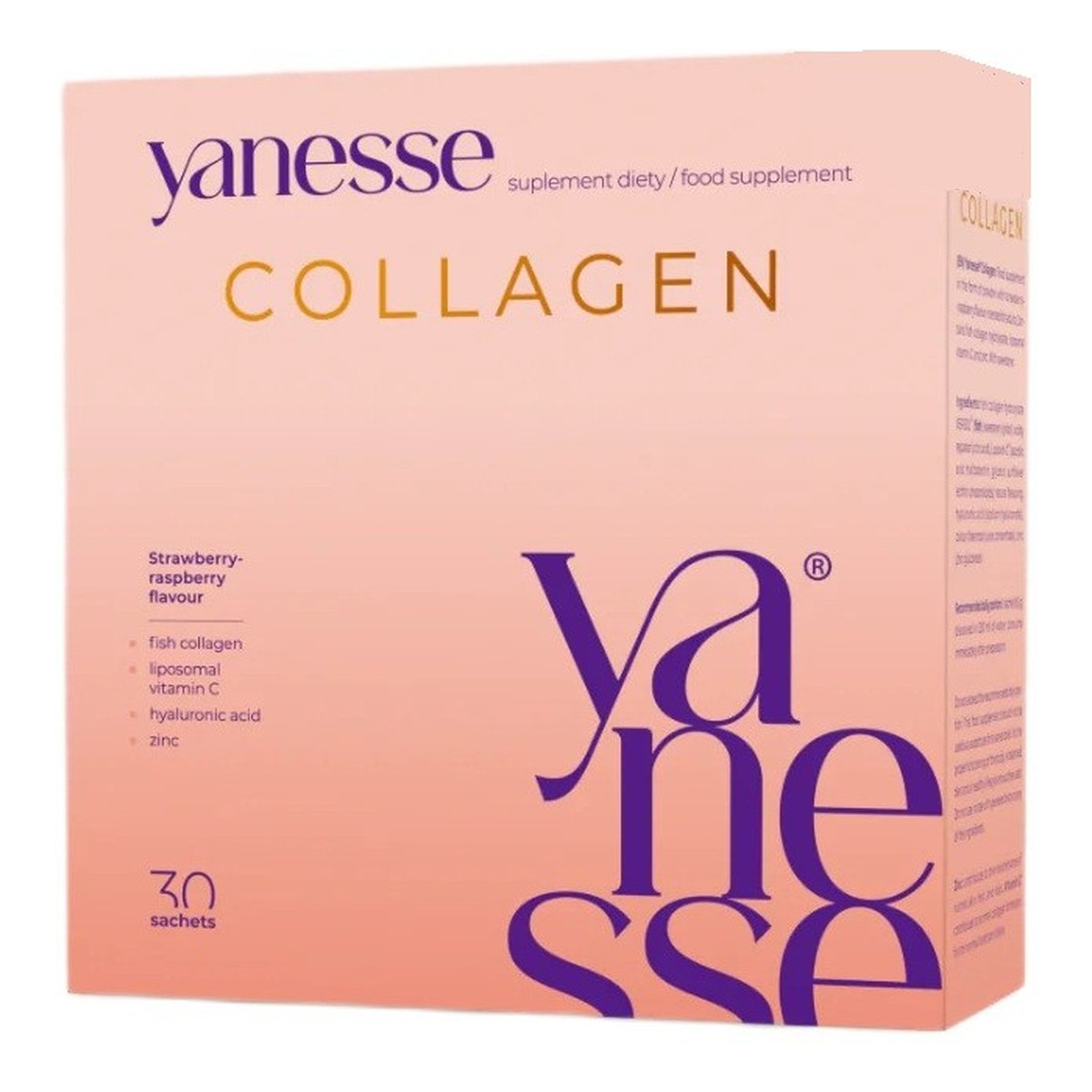 AronPharma Yanesse Collagen suplement diety w proszku o smaku truskawkowo-malinowym 30 saszetek