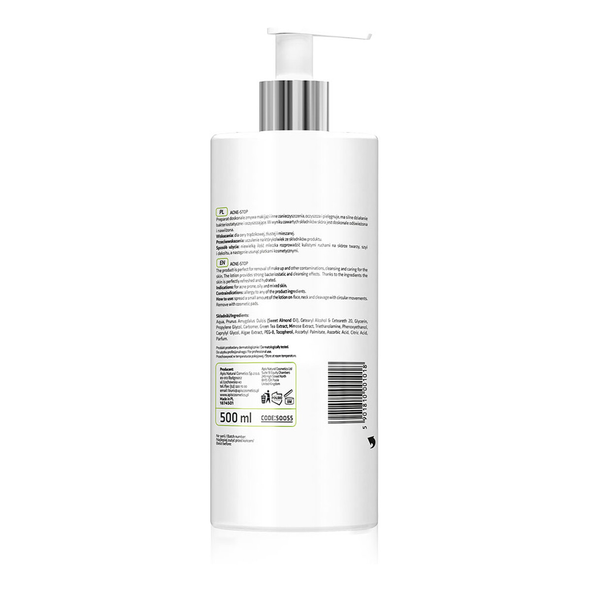 Apis Acne-Stop Cleansing Antibacterial Lotion oczyszczające mleczko antybakteryjne z Zieloną Herbatą 300ml
