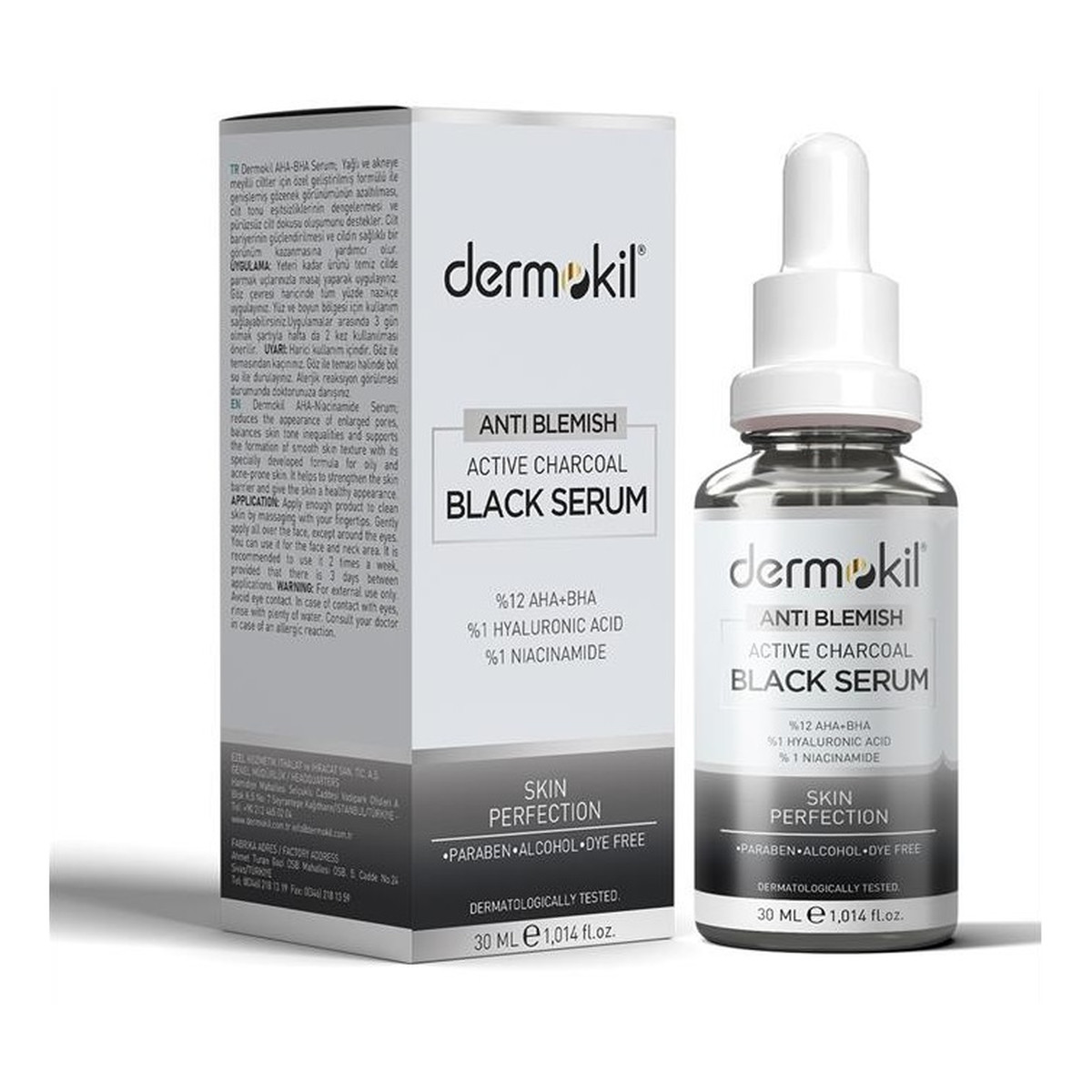 Dermokil Anti blemish active charcoal black serum serum do twarzy przeciw przebarwieniom z węglem aktywnym 30ml