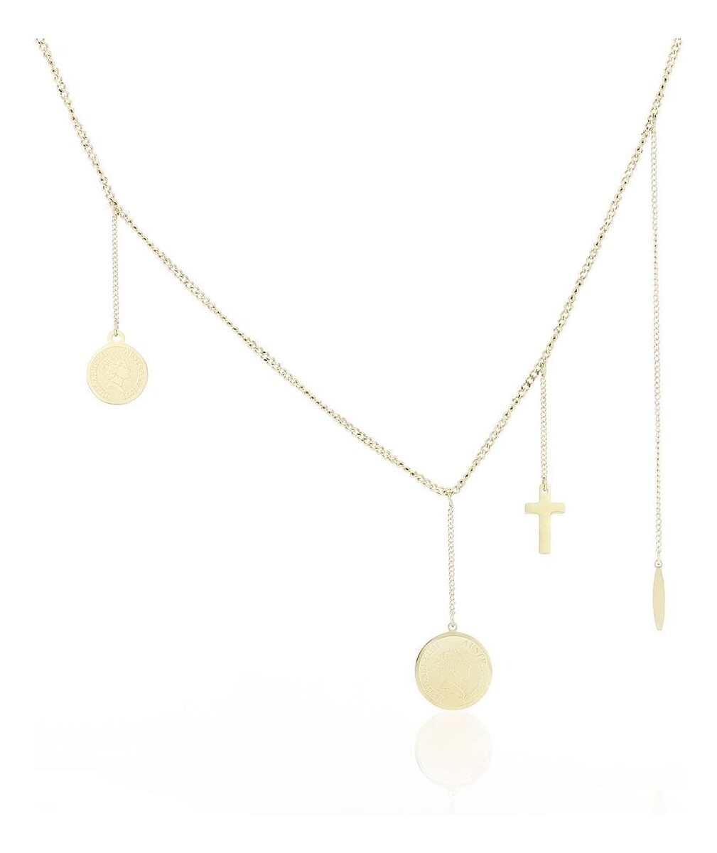 Naszyjnik ze stali szlachetnej - wiszące monety