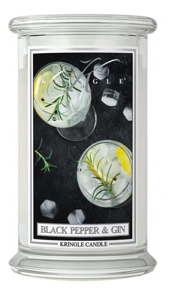Duża świeca zapachowa z dwoma knotami black pepper gin