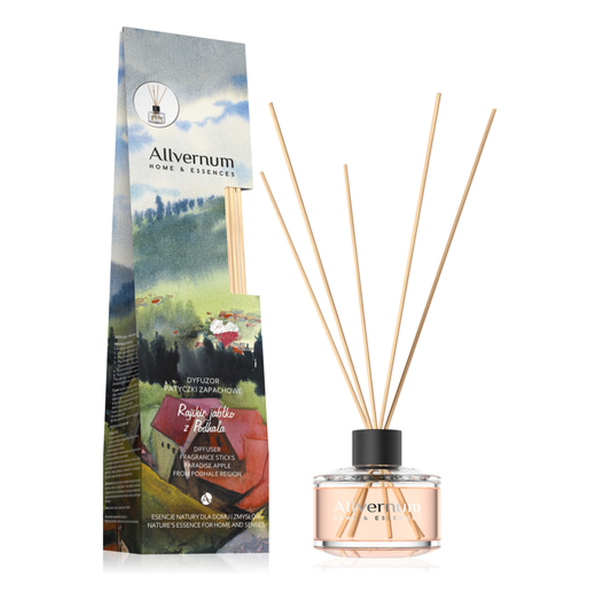 Allvernum Home & Essences Dyfuzor z patyczkami zapachowymi Rajskie Jabłko z Podhala 50ml