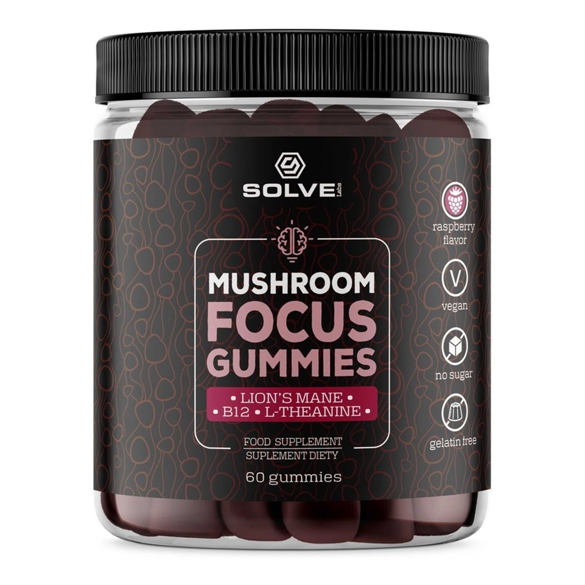 Solve Labs Mushroom Focus Gummies suplement diety w Żelkach 60szt
