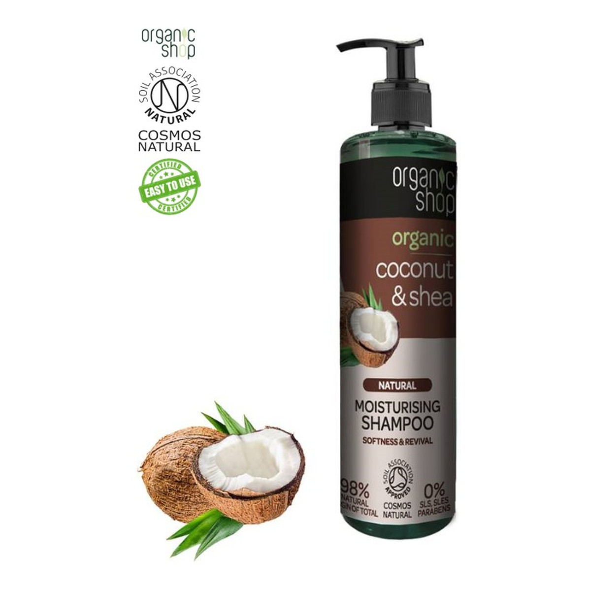 Organic Shop Szampon nawilżający do włosów Organiczny Kokos & Shea 280ml