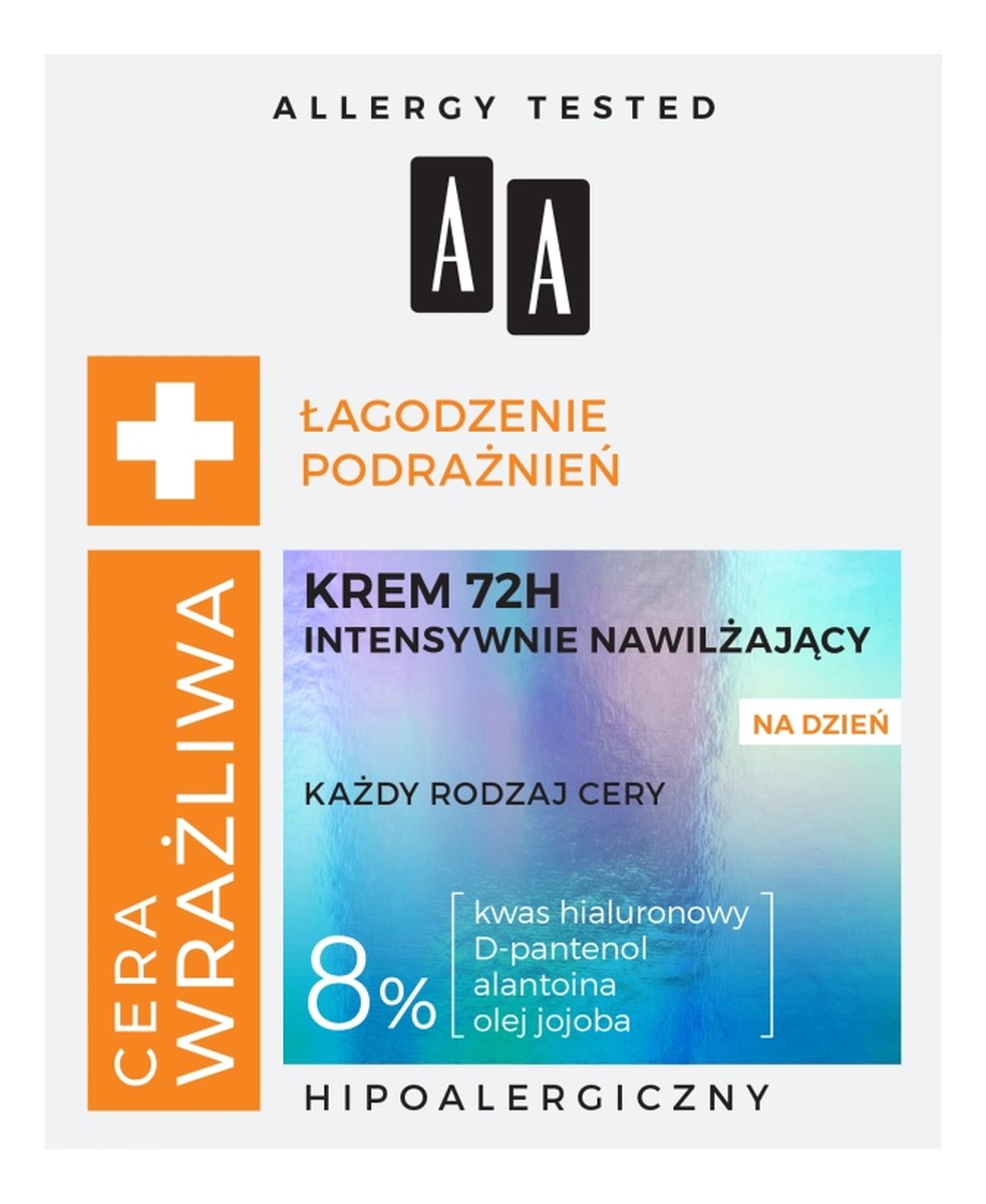 Łagodzenie Podrażnień 72H intensywnie nawilżający krem do każdego rodzaju cery na dzień