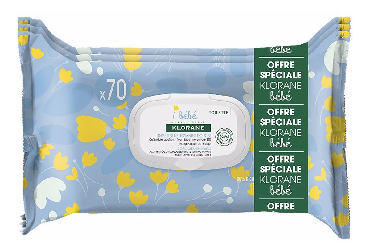 Bebe gentle cleansing wipes delikatne chusteczki oczyszczające 3x70szt