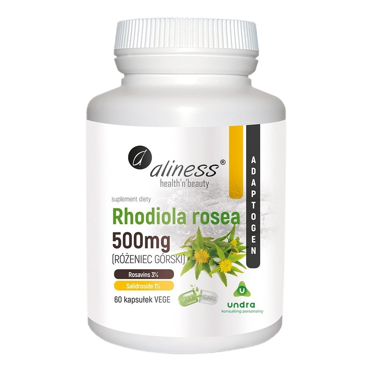Aliness Rhodiola rosea (różeniec górski) 500mg suplement diety 60 kapsułek
