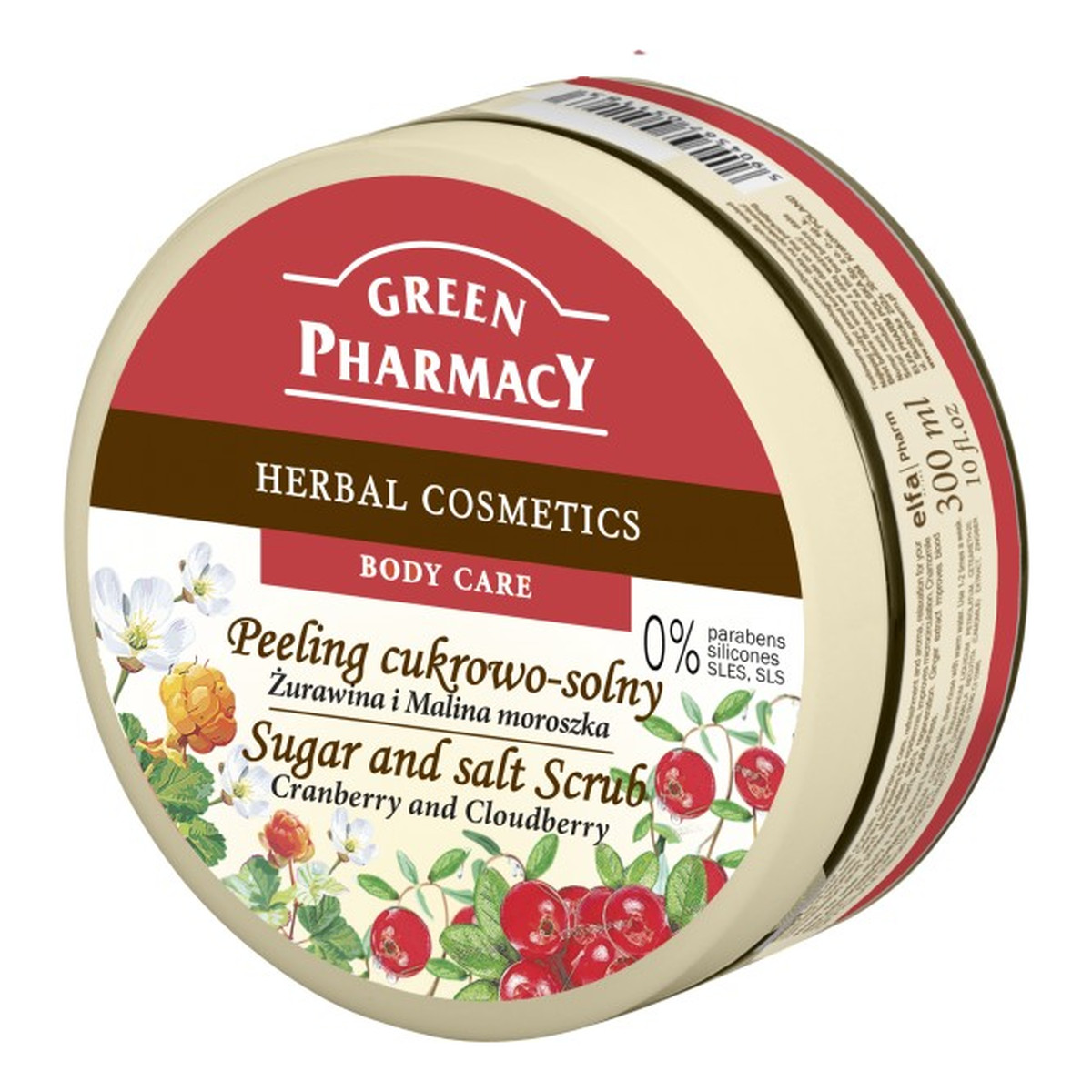Green Pharmacy Herbal Cosmetics Body Care Peeling Cukrowo-Solny Żurawina i Malina Moroszka 300ml