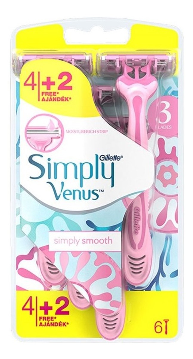Simply venus 3 jednorazowe maszynki do golenia dla kobiet 6szt.