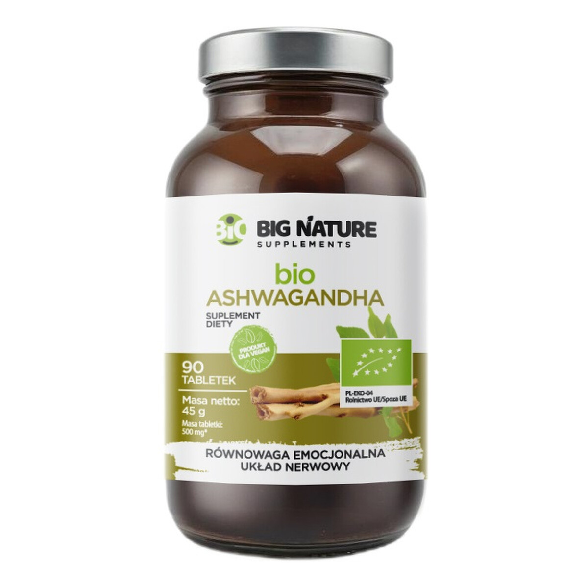 Big Nature Bio ashwagandha suplement diety 90 tabletek