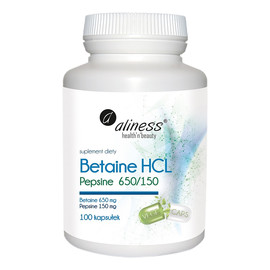 Betaina hcl + pepsyna 650/150mg suplement diety 100 kapsułek