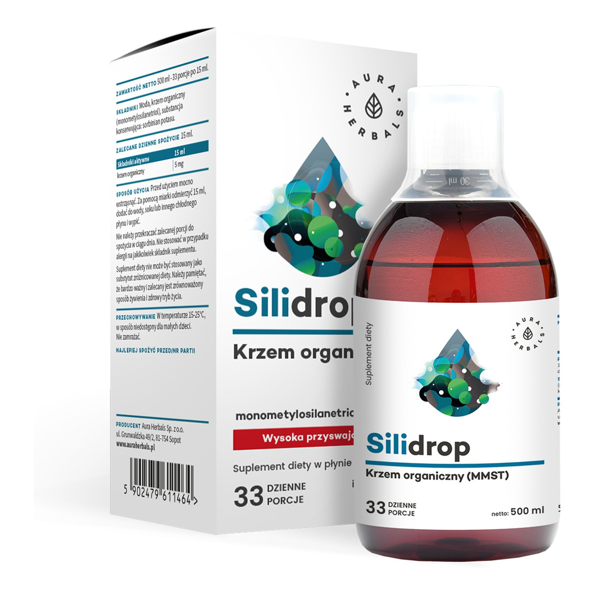 Aura Herbals Silidrop krzem organiczny Suplement diety 500ml