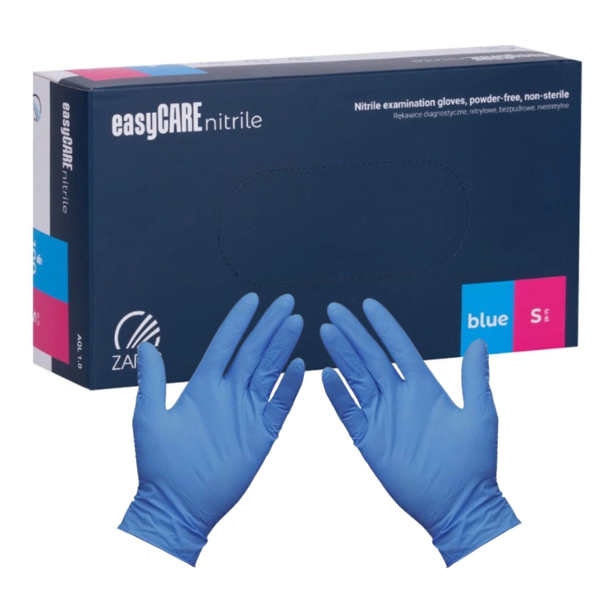 Zarys EasyCare Nitrile Rękawice diagnostyczne Nitrylowe bezpudrowe niesterylne niebieskie S 100szt.