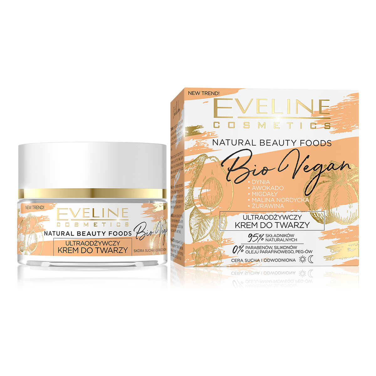 Eveline Natural Beauty Foods Bio Vegan ultraodżywczy krem do twarzy do cery suchej i odwodnionej 50ml