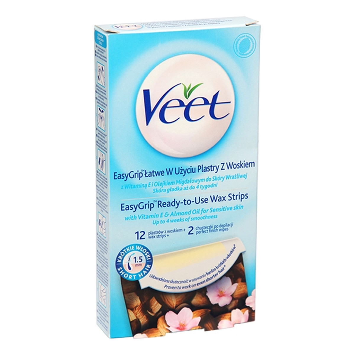 Veet Almond Oil Plastry z Woskiem Do Depilacji Skóry Wrażliwej