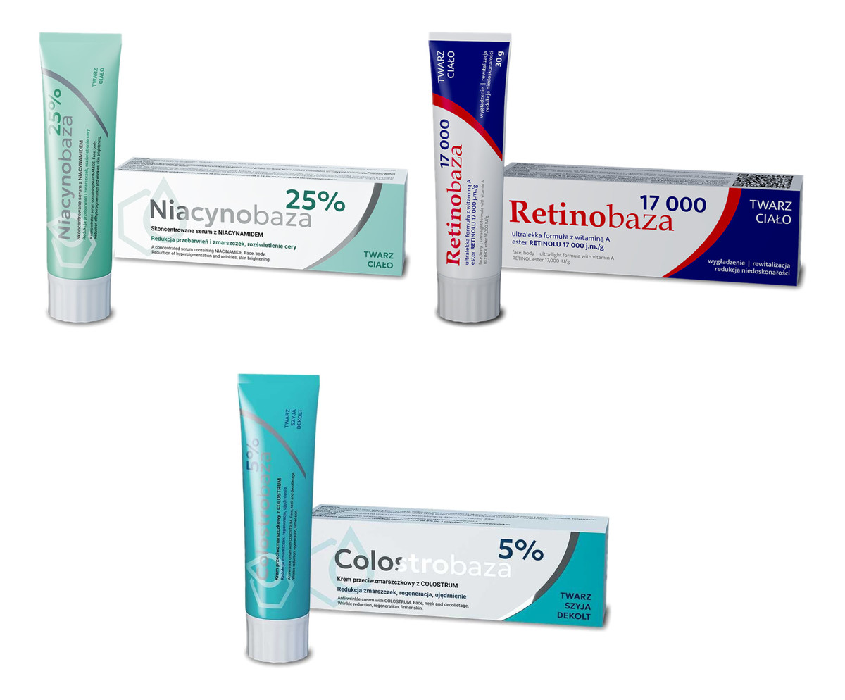 25% serum z Niacynamidem + Retinobaza 17000 + Colostrobaza 5% 3x30g