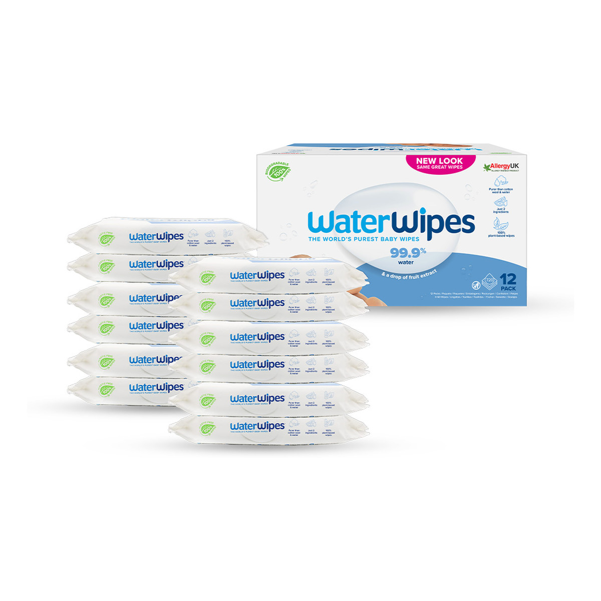 WaterWipes Chusteczki nawilżane dla dzieci BIO 99,9% wody i kropla ekstraktu owocowego 60 szt x 12 (720szt)
