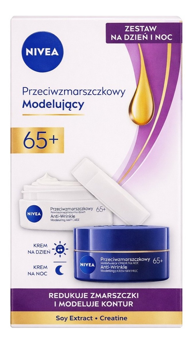 Przeciwzmarszczkowy + Modelujący zestaw krem do twarzy na dzień i noc 2x50ml
