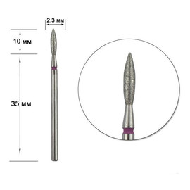 Frez diamentowy do paznokci-płomyk 2.3/10mm fa10r023/10