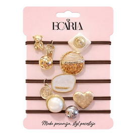 Zestaw frotek gumek 5w1 na plakietce brązowe z kamieniami złote serce gum184