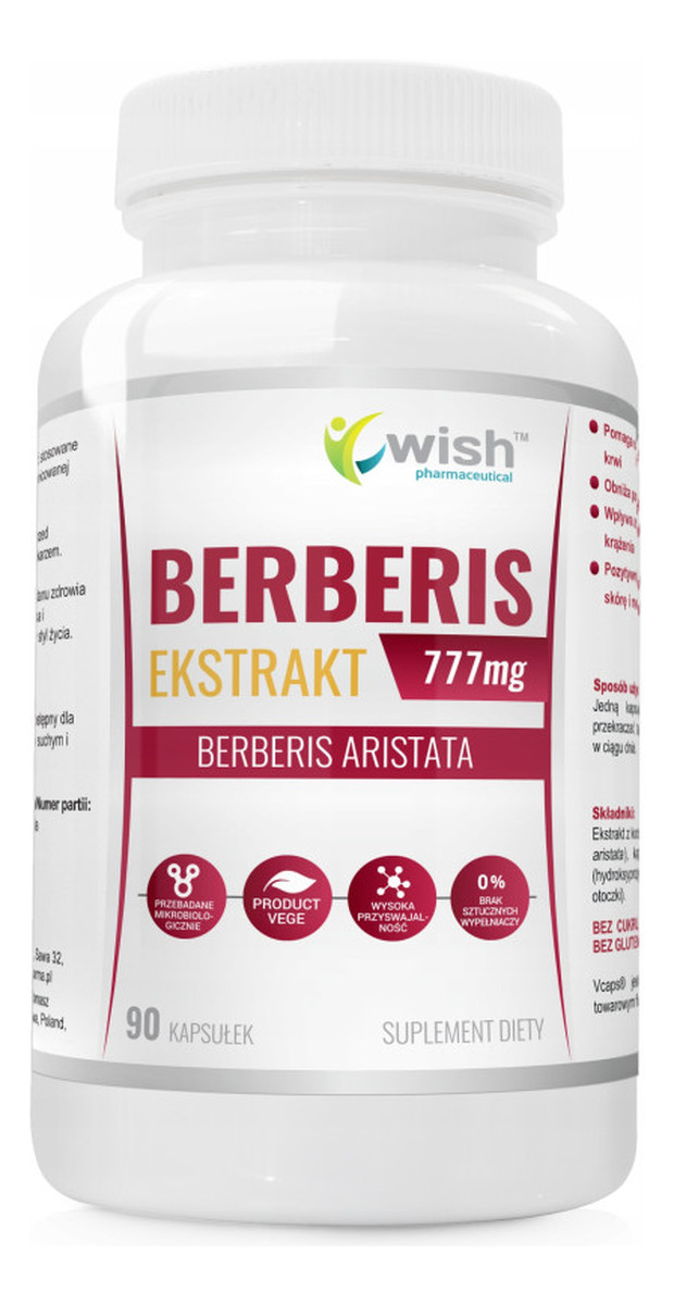 Berberis Ekstrakt 777mg suplement diety 90 kapsułek