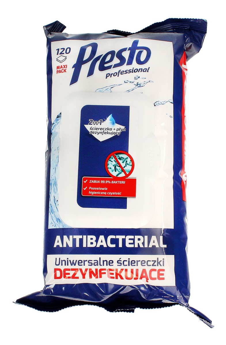 Ściereczki czyszczące+płyn 2w1 Antibacterial 1op.-120szt