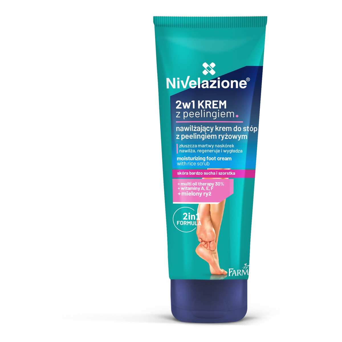 Farmona Nivelazione Nawilżający Krem do stóp 2w1 z peelingiem ryżowym 75ml