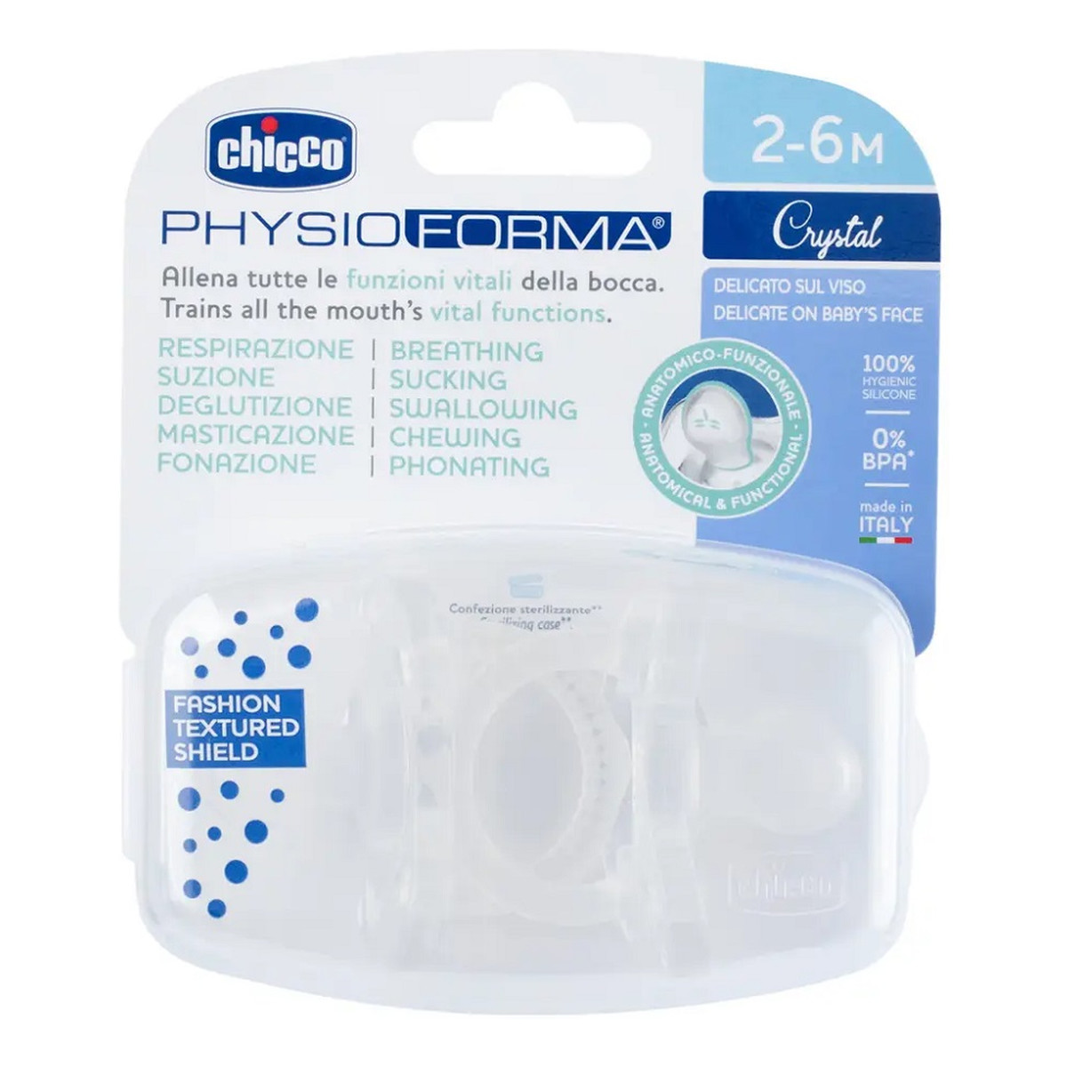 Chicco Physioforma soft smoczek silikonowy uspokajający 2-6m crystal 2szt.