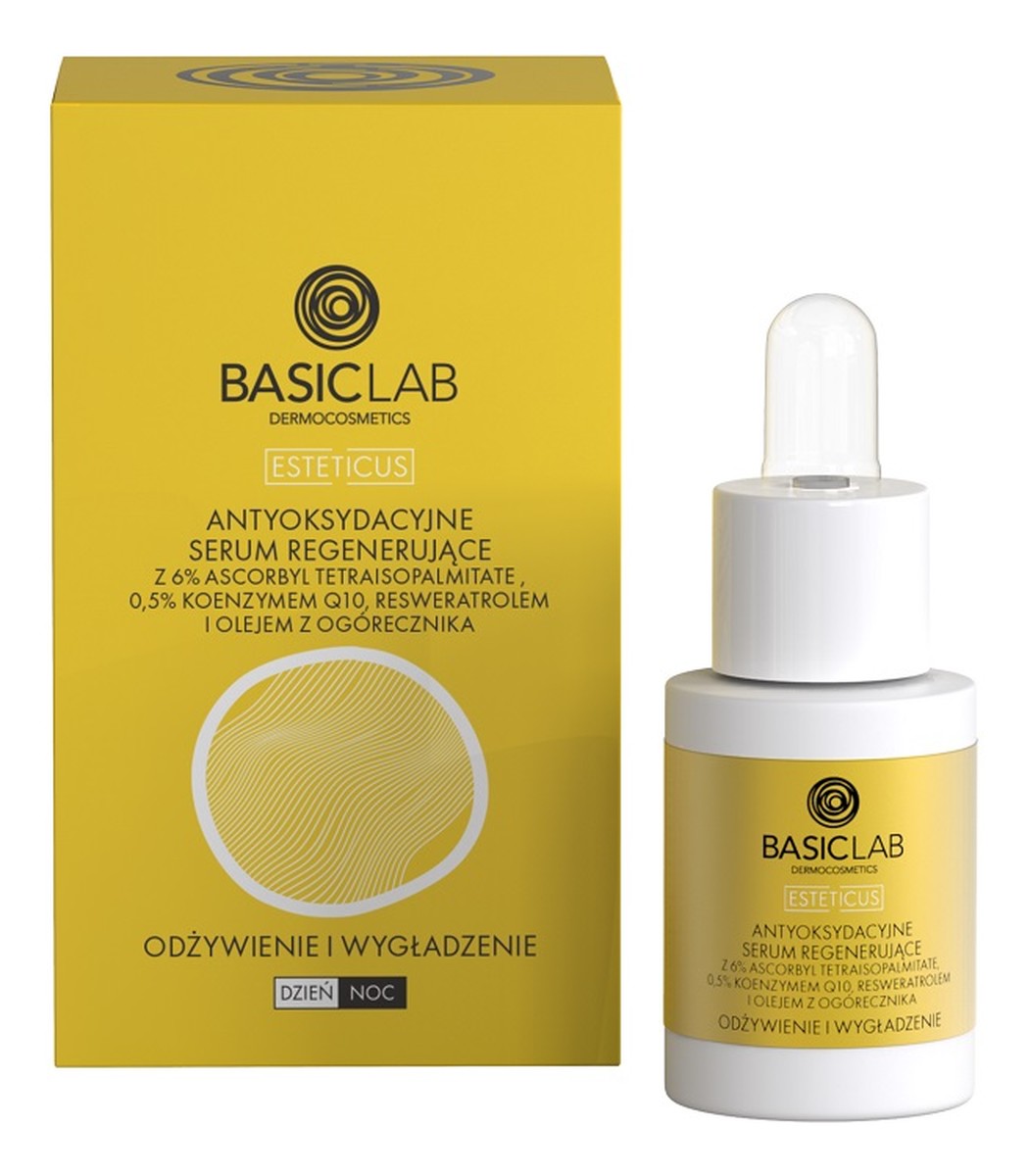 Antyoksydacyjne serum regenerujące 6% ascorbyl tetraisopalmitate 0.5% koenzymem Q10 i Olejem Z Ogórecznika