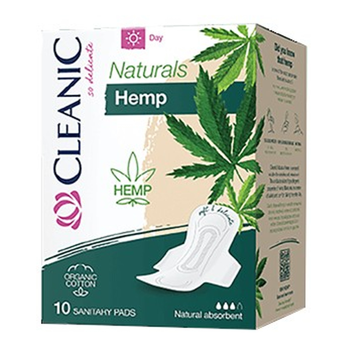 Cleanic Naturals Hemp Podpaski higieniczne Organic - na dzień 10szt