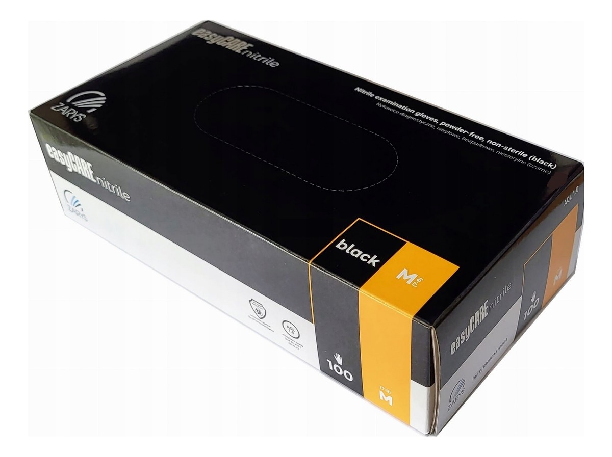 Rękawice diagnostyczne Nitrylowe bezpudrowe niesterylne czarne M A100
