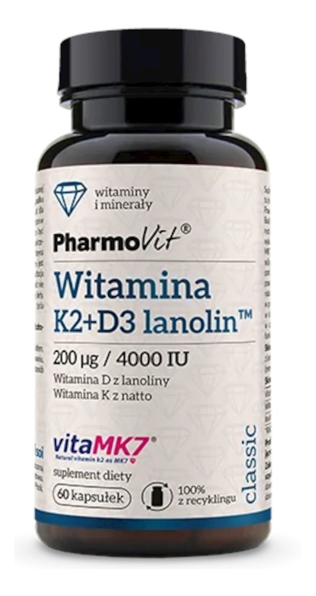 Witamina K2+D3 Lanolin suplement diety 60 kapsułek