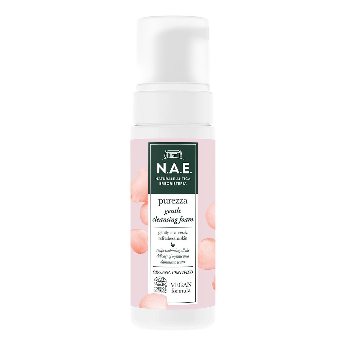 N.A.E Purezza Gentle Cleansing Foam Kremowa pianka oczyszczająca z organiczną wodą z róży damasceńskiej 150ml